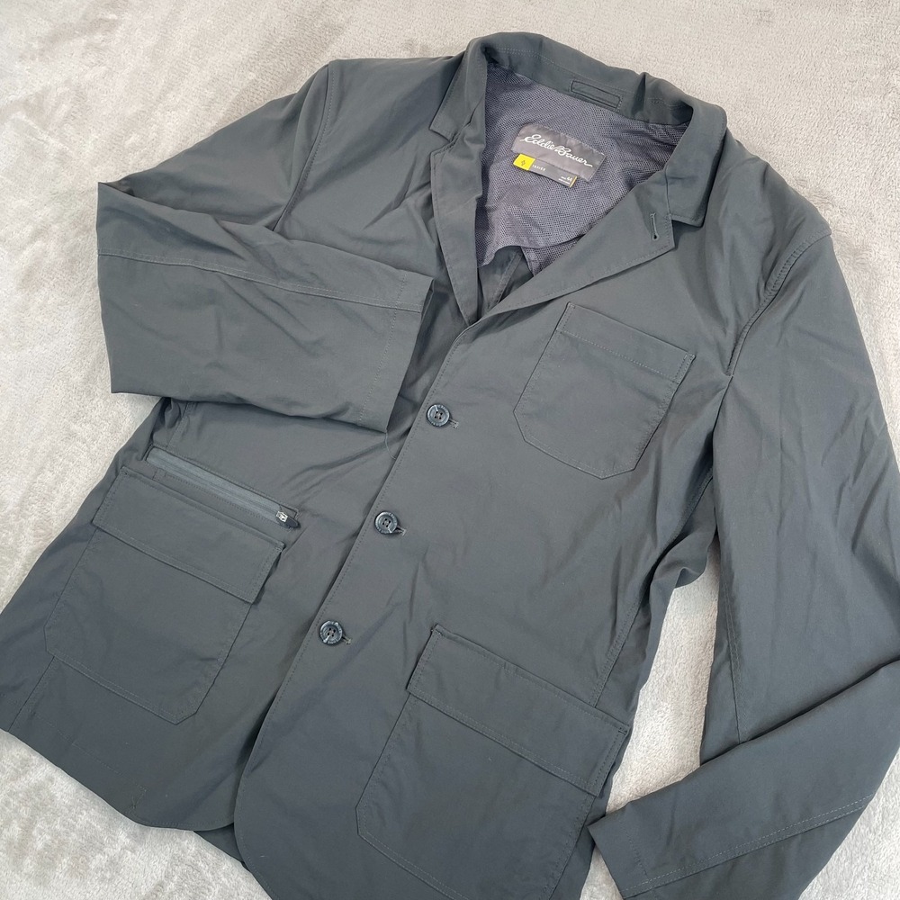 EDDIE BAUER Travex Ultimate Voyager Travel Blazer Men 44 Grey Stretch DWR Office